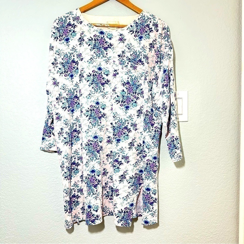 Vintage Victorias Secret Gold Label Pink Floral Cotton Nightgown Sleep Shirt L